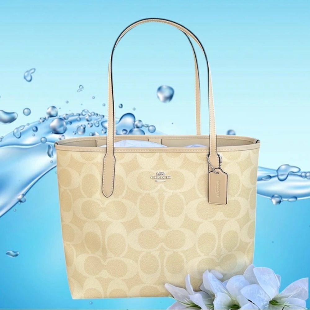 Coach City Tote In Signature Canvas Butter Yellow Shoulder Bag Purse - Picture 8 of 8